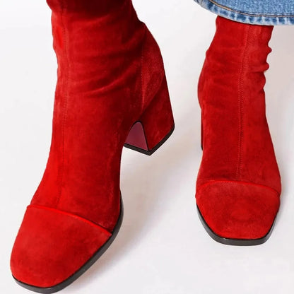 Kaida | Suede Elegant Boots in Honey Yellow