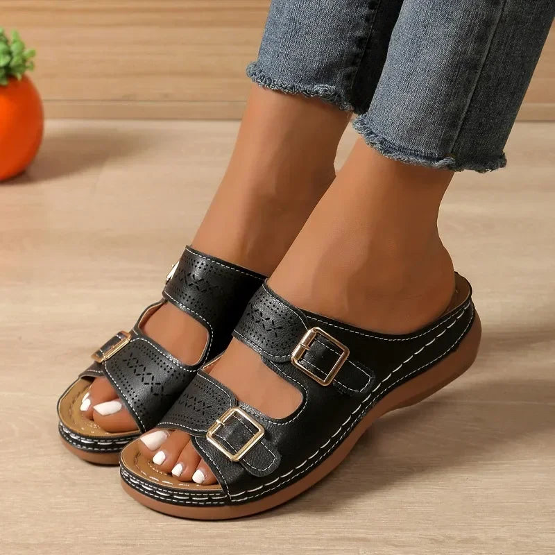 Calista | Black Adjustable Sandals