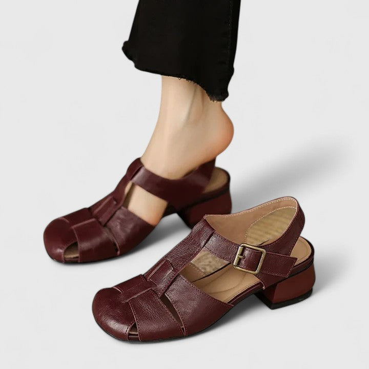 Adeline | Luxury Black Leather Elegant Sandals