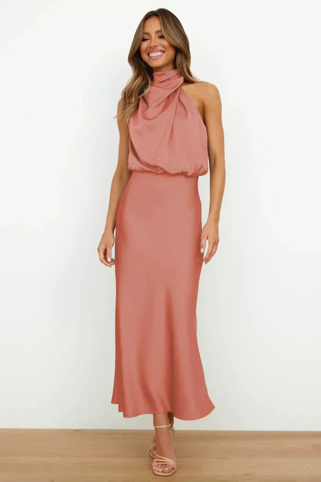 Lumina | Women’s Chic Halter Evening Dress in Sage Green