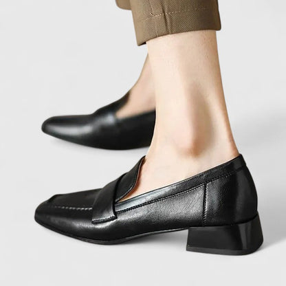 Calantha | Black Leather Orthopedic Loafers