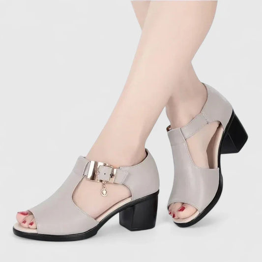 Calantha | Grey Cutout Elegant Sandals
