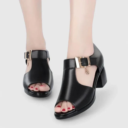 Calantha | Beige Elegant Sandals with Buckle
