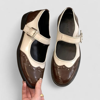 Calantha | Black & Cream Orthopedic Mary Jane Shoes