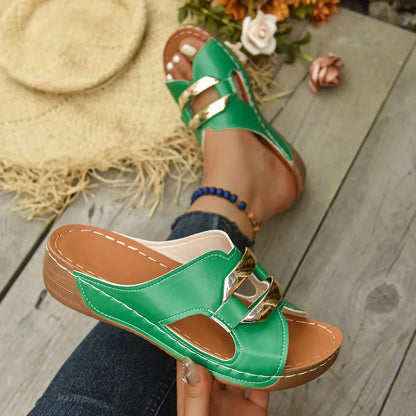 Calista | Vibrant Pink Orthopedic Wedge Heel Sandals