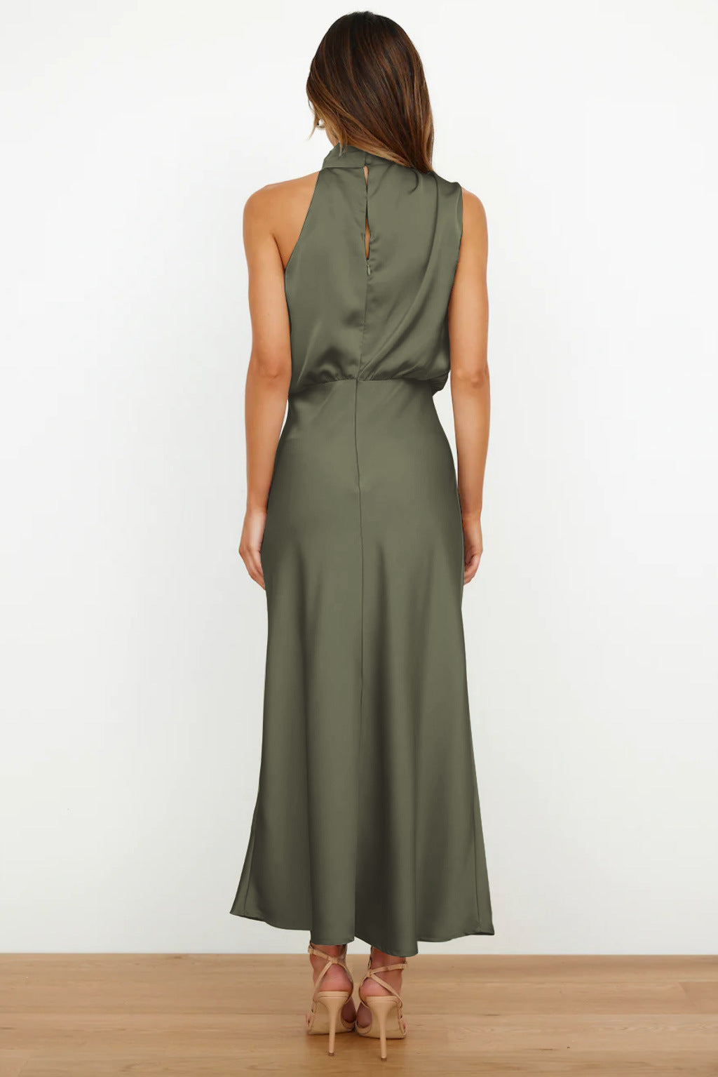 Lumina | Women’s Chic Halter Evening Dress in Sage Green
