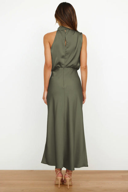 Lumina | Women’s Chic Halter Evening Dress in Sage Green