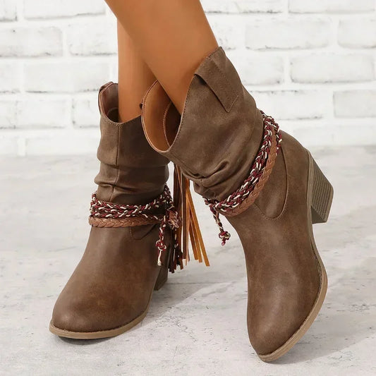 Calista | Brown Suede Western Boots
