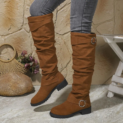 Calista | Grey Suede Knee High Boots