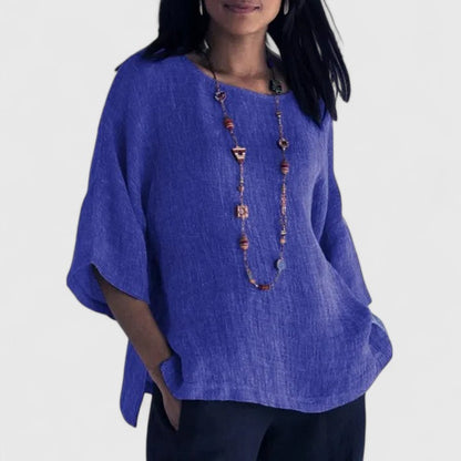 Calista | Elegant Grey Linen Comfortable Blouse