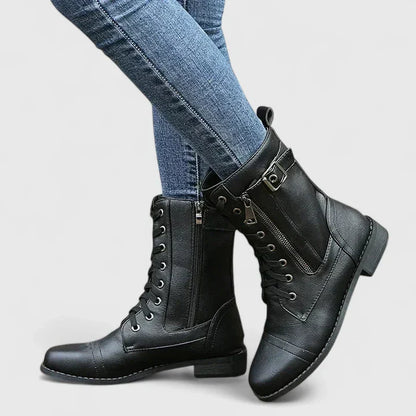 Calantha | Black Leather Orthopedic Boots
