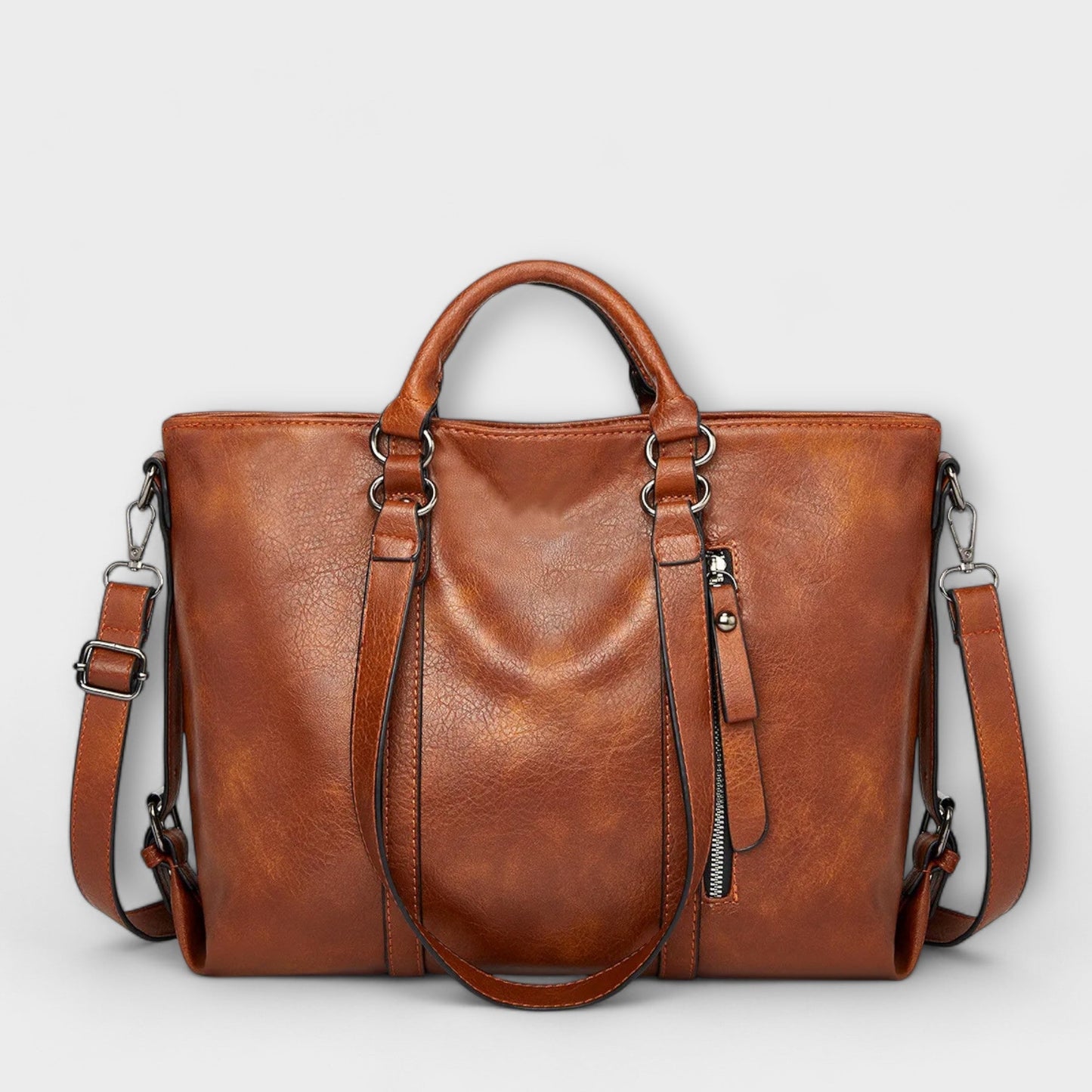 Astrid | Women’s Professional Work Handbag - Rich Brown Leather Tote
