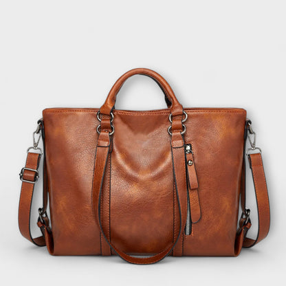 Astrid | Women’s Professional Work Handbag - Rich Brown Leather Tote
