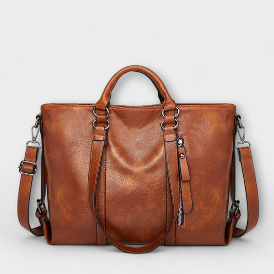 Astrid | Women’s Professional Work Handbag - Rich Brown Leather Tote