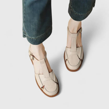 Calista | Beige Elegant Mary Jane Sandals