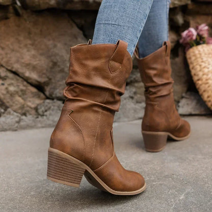 Aubrey | Brown Classic Mid-Calf Western Boots