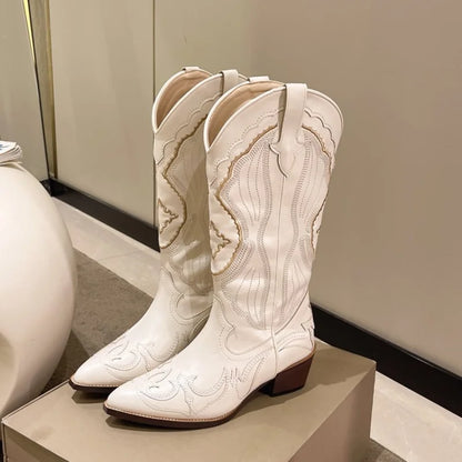 Alethea | Exquisite White Western Cowboy Boots