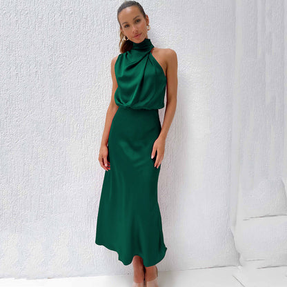 Lumina | Women’s Chic Halter Evening Dress in Sage Green