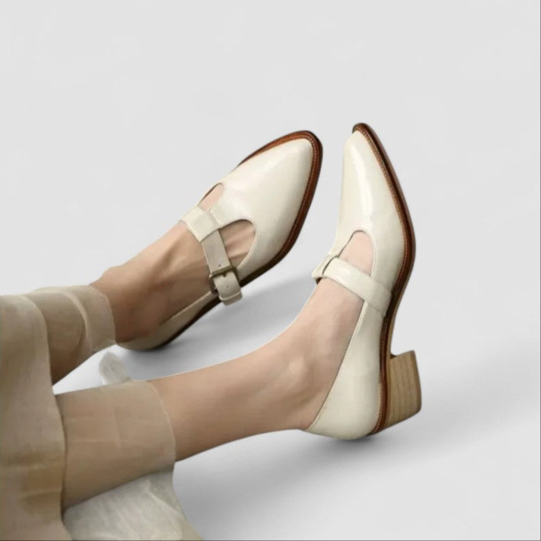 Calantha | Luxury Cream Cutout Orthopedic Mary Jane Shoes