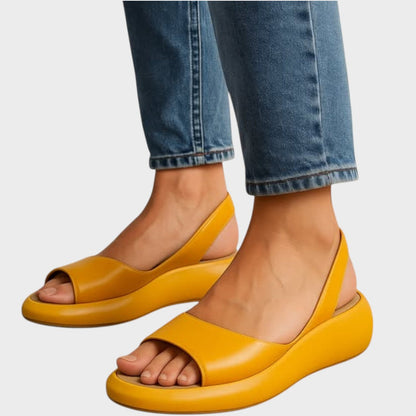 Calanthe | Yellow Wedge Orthopedic Sandals