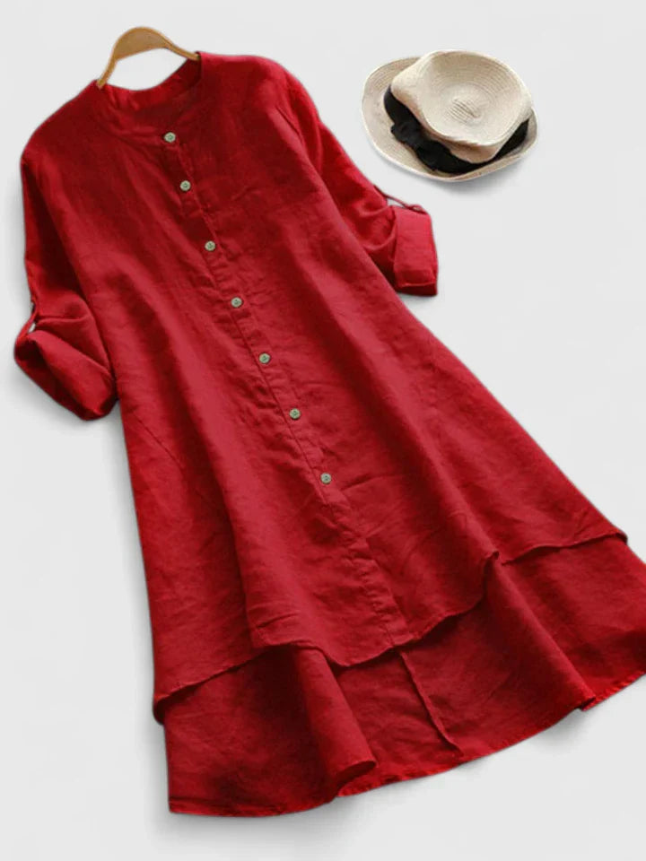 Calanthe | Elegant Navy Blue Linen Dress