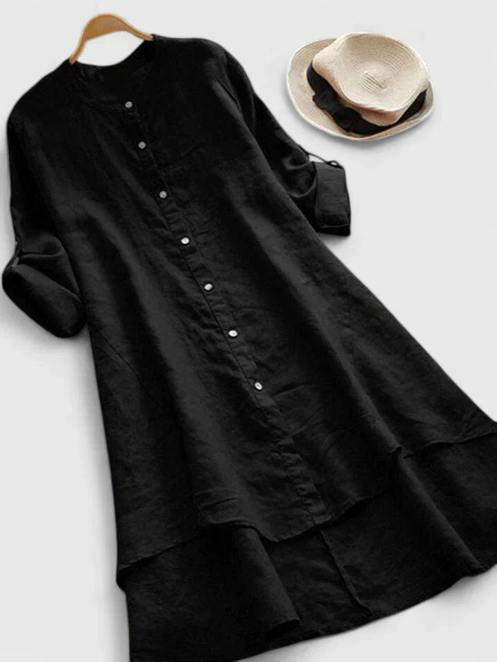 Calantha | Elegant Navy Linen Dress
