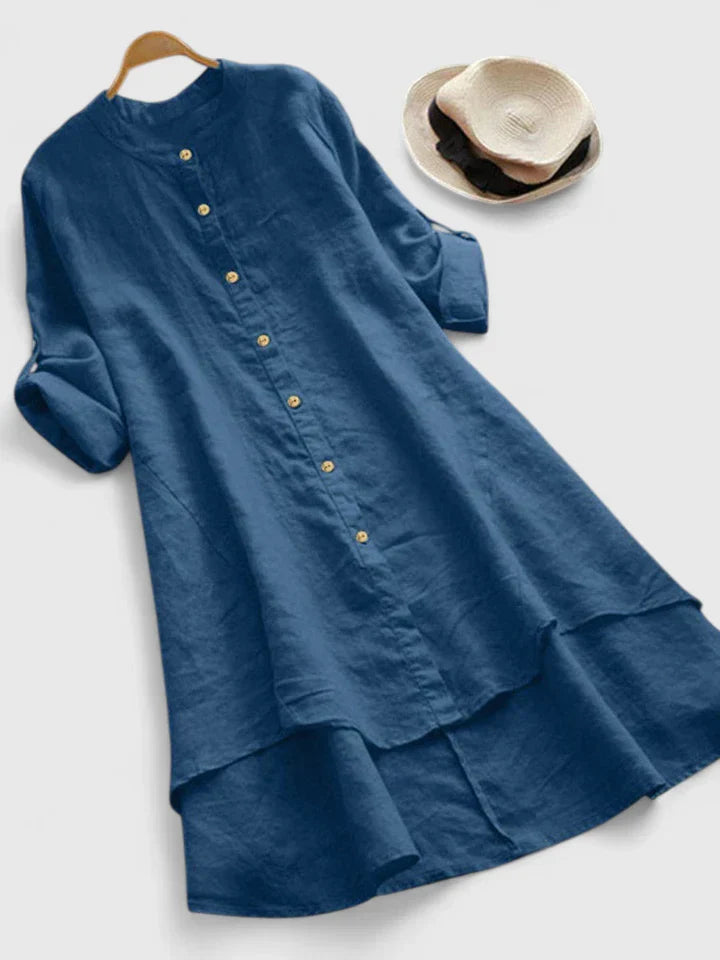 Calanthe | Elegant Navy Blue Linen Dress