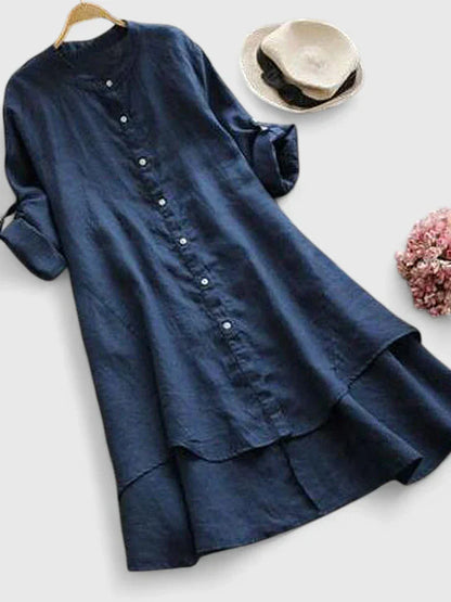 Calanthe | Elegant Navy Blue Linen Dress