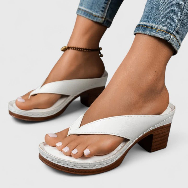 Calantha | Black Leather Orthopedic Heels