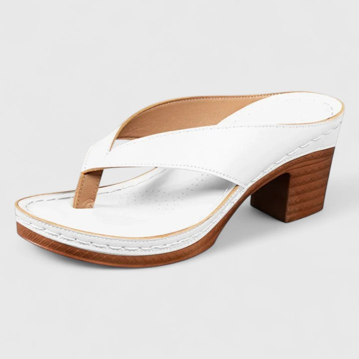 Calantha | Black Leather Orthopedic Heels