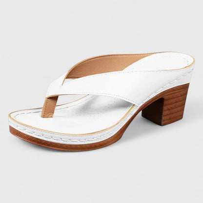 Calantha | Black Leather Orthopedic Heels