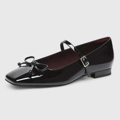 Calantha | Silver Orthopedic Square Toe Ballet Flats Shoes
