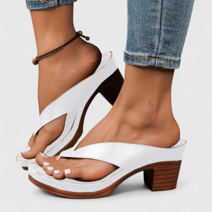 Calantha | Black Leather Orthopedic Heels