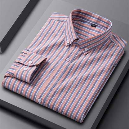 Astrid | Women's Striped Light Grey Oxford Button-Up Shirt