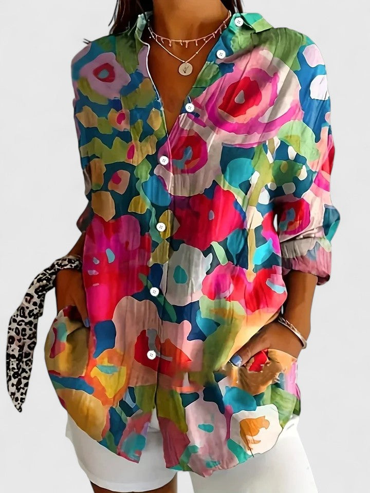 Calista | Vibrant Floral Sophisticated Blouse