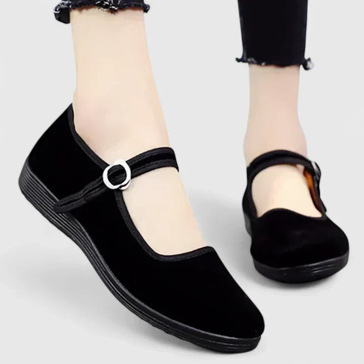 Alethea | Black Velvet Orthopedic Shoes