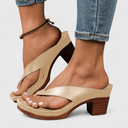 Calantha | Black Leather Orthopedic Heels