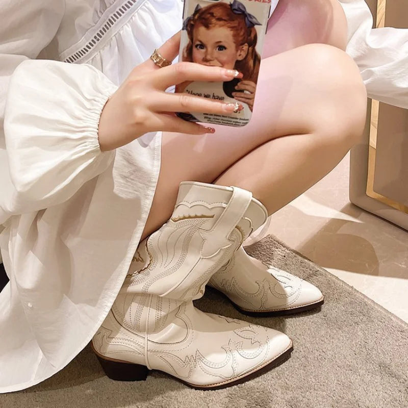 Alethea | Exquisite White Western Cowboy Boots