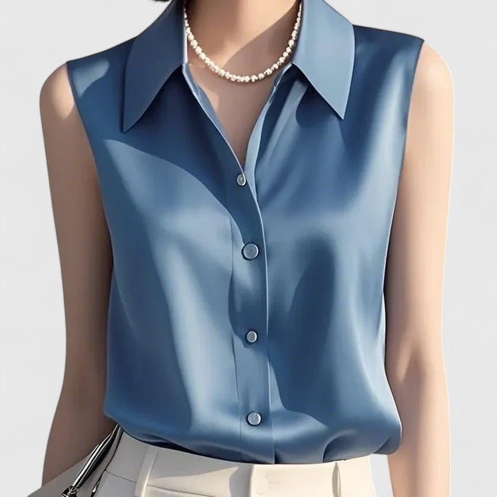 Calista | Blush Satin Sophisticated Blouse