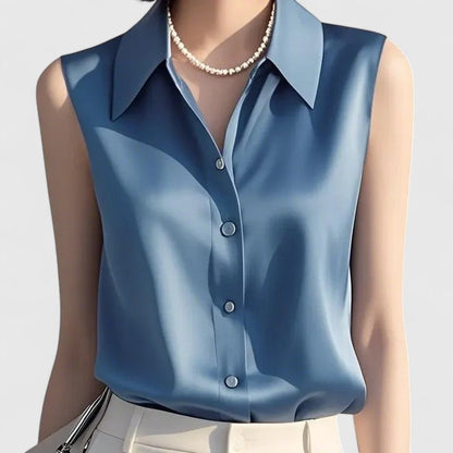 Calista | Blush Satin Sophisticated Blouse
