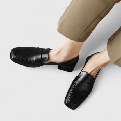 Calantha | Black Leather Orthopedic Loafers