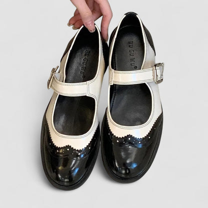 Calantha | Black & Cream Orthopedic Mary Jane Shoes