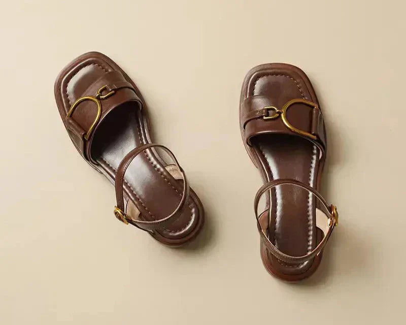 Calista | White Buckled Flat Sandals
