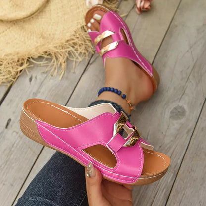 Calista | Vibrant Pink Orthopedic Wedge Heel Sandals