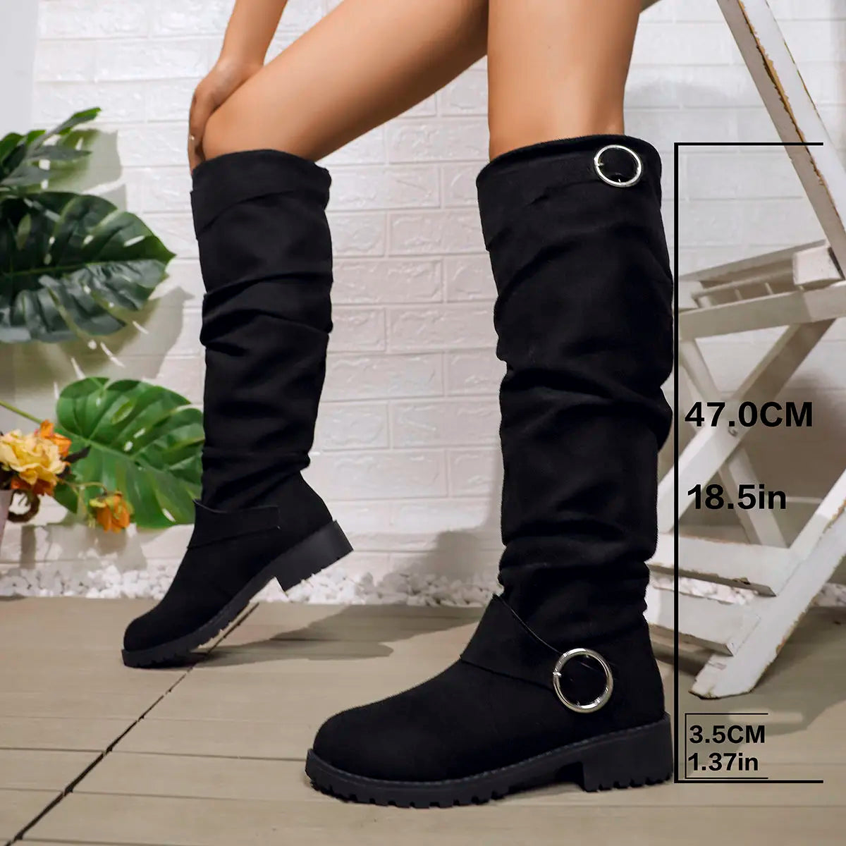 Calista | Grey Suede Knee High Boots
