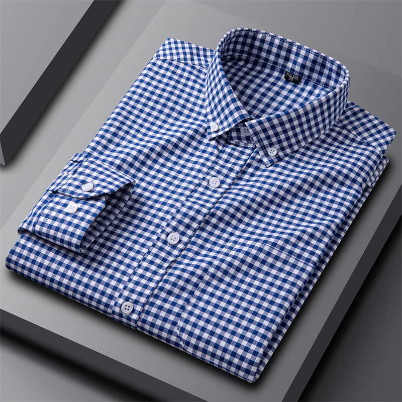 Astrid | Women's Striped Light Grey Oxford Button-Up Shirt