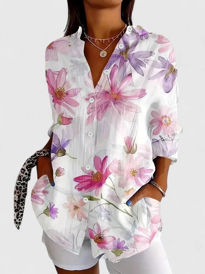 Calista | Vibrant Floral Sophisticated Blouse