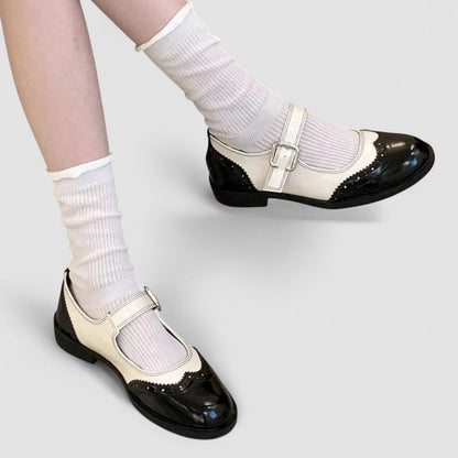 Calantha | Black & Cream Orthopedic Mary Jane Shoes