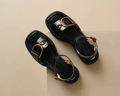 Calista | White Buckled Flat Sandals