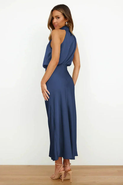 Lumina | Women’s Chic Halter Evening Dress in Sage Green